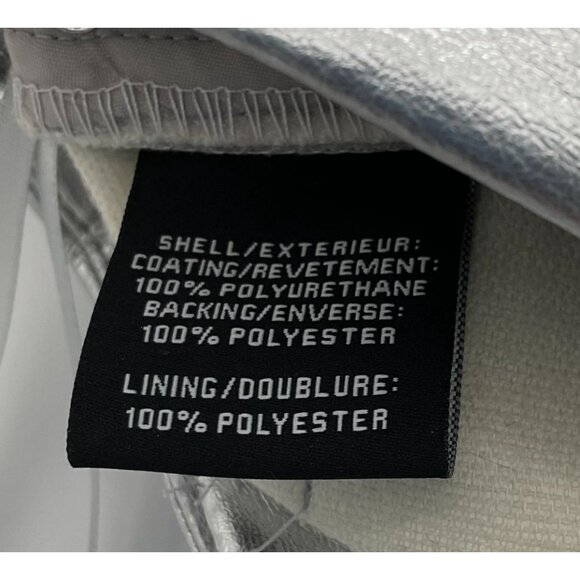 7 For All Mankind High Rise Vegan Leather Silver Metallic 5-pkt Pants NWT Large - Picture 11 of 13